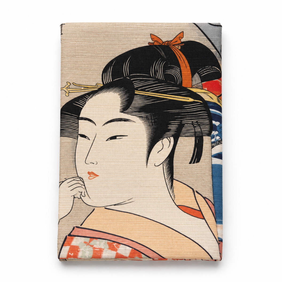 Geisha portrait furoshiki on a white background