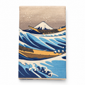 Mount Fuji and wave furoshiki on a white background